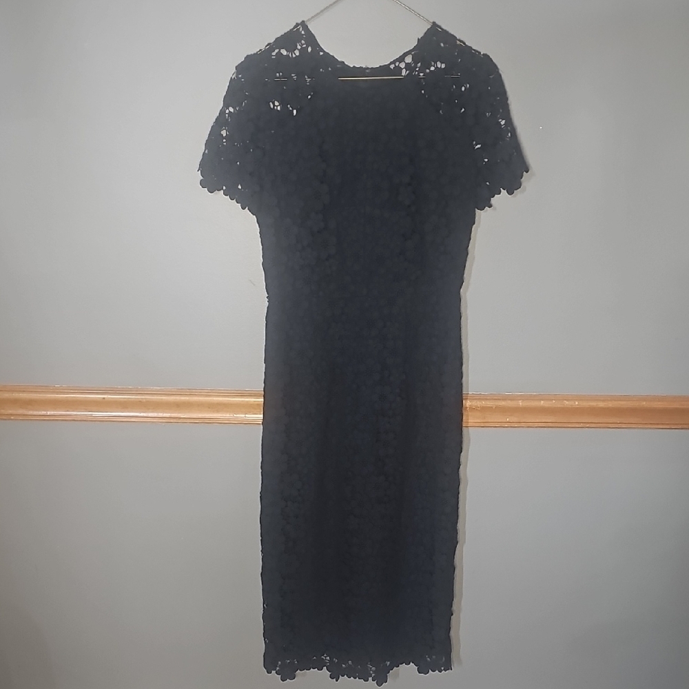 Shoshanna Midnight Black Lace Midi Dress